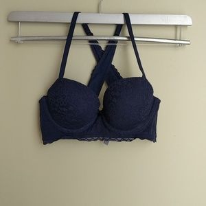 Aerie Bra (32 B) Navy -Criss Cross Back